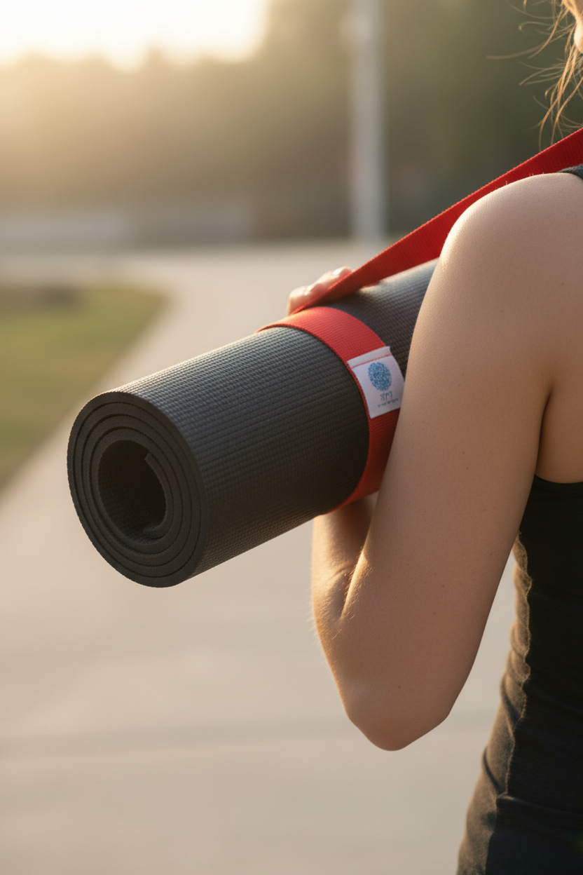 מזרן יוגה דק עם רצועה