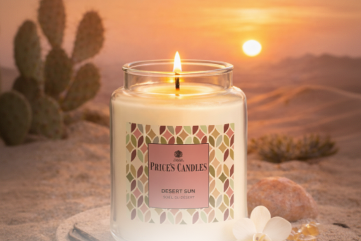 נר זכוכית עם מכסה Desert Sun