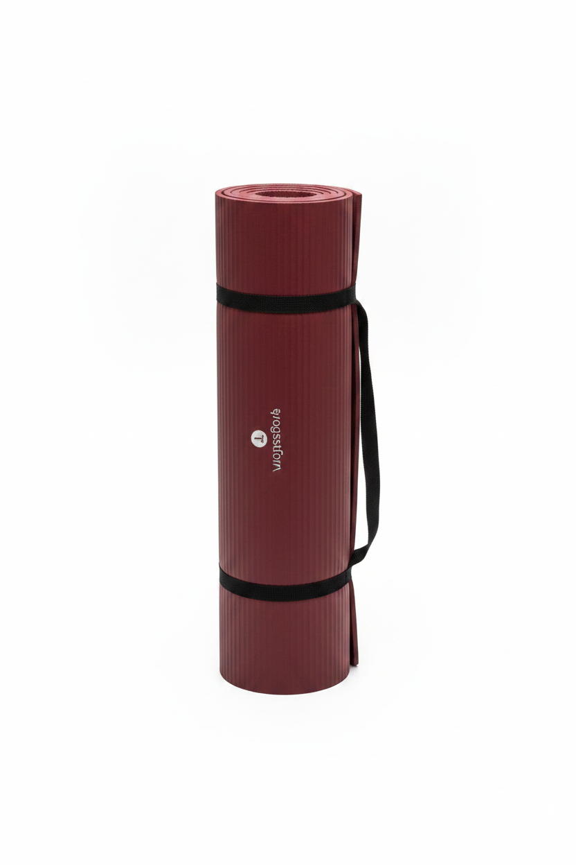 Yoga mat standing upright